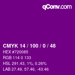 Color code: CMYK 14 / 100 / 0 / 48 | qconv.com