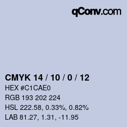 颜色代码: CMYK 14 / 10 / 0 / 12 | qconv.com