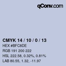 カラーコード: CMYK 14 / 10 / 0 / 13 | qconv.com