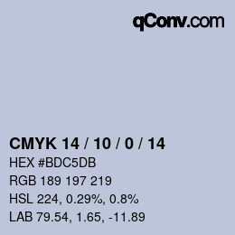 カラーコード: CMYK 14 / 10 / 0 / 14 | qconv.com