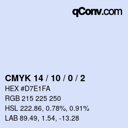 颜色代码: CMYK 14 / 10 / 0 / 2 | qconv.com