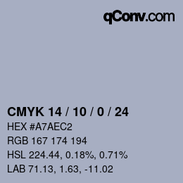 カラーコード: CMYK 14 / 10 / 0 / 24 | qconv.com