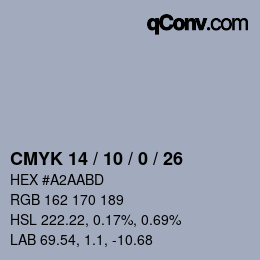 颜色代码: CMYK 14 / 10 / 0 / 26 | qconv.com