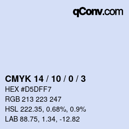 颜色代码: CMYK 14 / 10 / 0 / 3 | qconv.com
