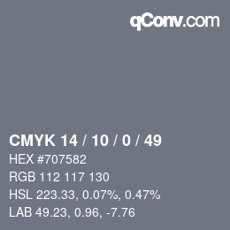 Color code: CMYK 14 / 10 / 0 / 49 | qconv.com