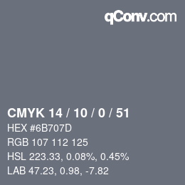 Color code: CMYK 14 / 10 / 0 / 51 | qconv.com