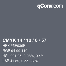 颜色代码: CMYK 14 / 10 / 0 / 57 | qconv.com