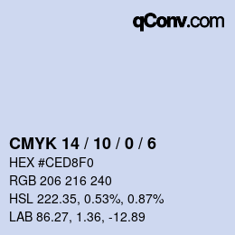 カラーコード: CMYK 14 / 10 / 0 / 6 | qconv.com