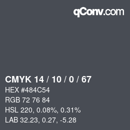 Color code: CMYK 14 / 10 / 0 / 67 | qconv.com