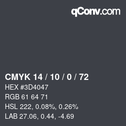 Color code: CMYK 14 / 10 / 0 / 72 | qconv.com