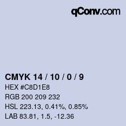カラーコード: CMYK 14 / 10 / 0 / 9 | qconv.com