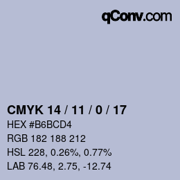 Color code: CMYK 14 / 11 / 0 / 17 | qconv.com