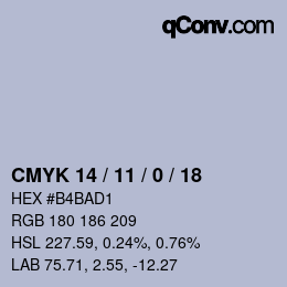 Color code: CMYK 14 / 11 / 0 / 18 | qconv.com