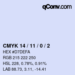 颜色代码: CMYK 14 / 11 / 0 / 2 | qconv.com