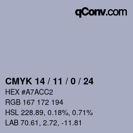 カラーコード: CMYK 14 / 11 / 0 / 24 | qconv.com