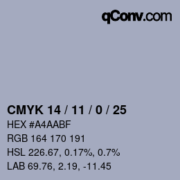 Color code: CMYK 14 / 11 / 0 / 25 | qconv.com