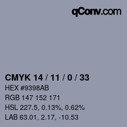 Color code: CMYK 14 / 11 / 0 / 33 | qconv.com