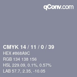 Color code: CMYK 14 / 11 / 0 / 39 | qconv.com