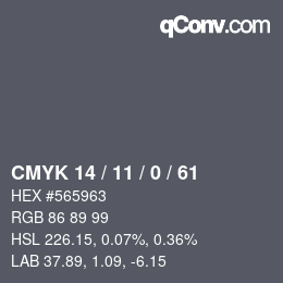 Color code: CMYK 14 / 11 / 0 / 61 | qconv.com