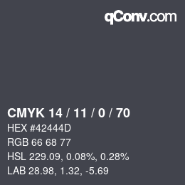 Color code: CMYK 14 / 11 / 0 / 70 | qconv.com