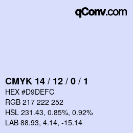 カラーコード: CMYK 14 / 12 / 0 / 1 | qconv.com