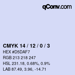 颜色代码: CMYK 14 / 12 / 0 / 3 | qconv.com