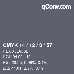 颜色代码: CMYK 14 / 12 / 0 / 57 | qconv.com