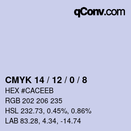 カラーコード: CMYK 14 / 12 / 0 / 8 | qconv.com