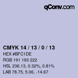 颜色代码: CMYK 14 / 13 / 0 / 13 | qconv.com