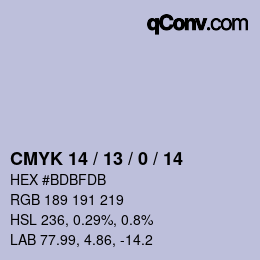 カラーコード: CMYK 14 / 13 / 0 / 14 | qconv.com
