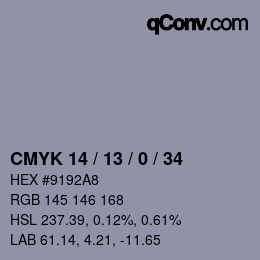 Color code: CMYK 14 / 13 / 0 / 34 | qconv.com