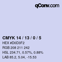 カラーコード: CMYK 14 / 13 / 0 / 5 | qconv.com