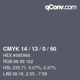 颜色代码: CMYK 14 / 13 / 0 / 60 | qconv.com