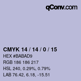 カラーコード: CMYK 14 / 14 / 0 / 15 | qconv.com