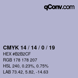 Color code: CMYK 14 / 14 / 0 / 19 | qconv.com