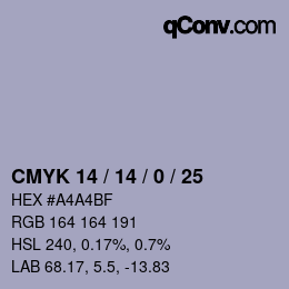 Color code: CMYK 14 / 14 / 0 / 25 | qconv.com