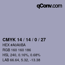 カラーコード: CMYK 14 / 14 / 0 / 27 | qconv.com