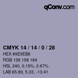 Color code: CMYK 14 / 14 / 0 / 28 | qconv.com