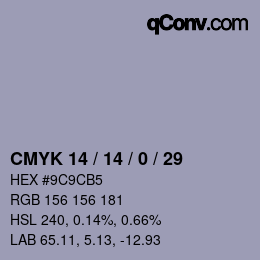 Color code: CMYK 14 / 14 / 0 / 29 | qconv.com