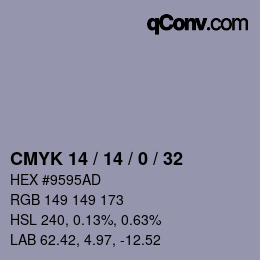 Color code: CMYK 14 / 14 / 0 / 32 | qconv.com