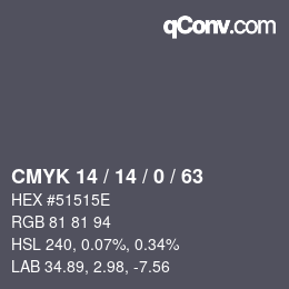 Color code: CMYK 14 / 14 / 0 / 63 | qconv.com