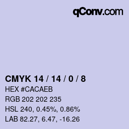 カラーコード: CMYK 14 / 14 / 0 / 8 | qconv.com
