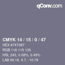 颜色代码: CMYK 14 / 15 / 0 / 47 | qconv.com