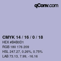 カラーコード: CMYK 14 / 16 / 0 / 18 | qconv.com