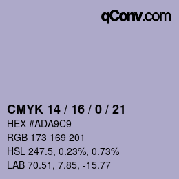 カラーコード: CMYK 14 / 16 / 0 / 21 | qconv.com