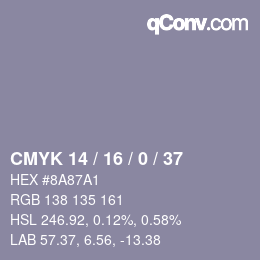 颜色代码: CMYK 14 / 16 / 0 / 37 | qconv.com