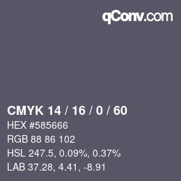 颜色代码: CMYK 14 / 16 / 0 / 60 | qconv.com