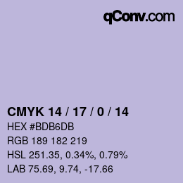カラーコード: CMYK 14 / 17 / 0 / 14 | qconv.com