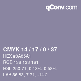 Farbcode: CMYK 14 / 17 / 0 / 37 | qconv.com