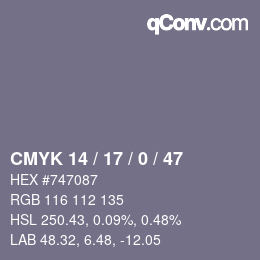 Código de color: CMYK 14 / 17 / 0 / 47 | qconv.com
